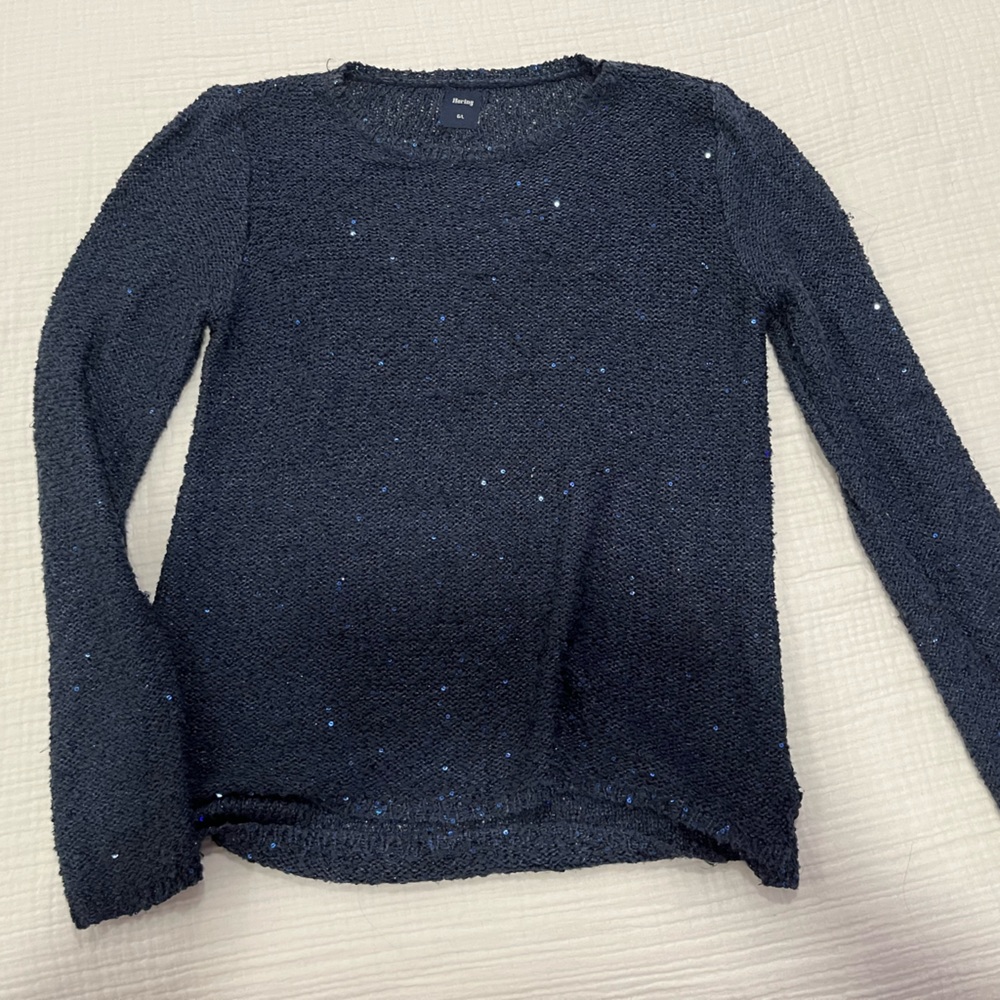 Navy Hering sequin sweater.